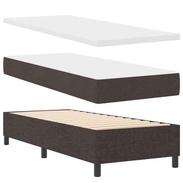 vidaXL Κρεβάτι Box Spring με Ματράζ Σκούρο Καφέ 80x200 εκ. Ύφασμα
