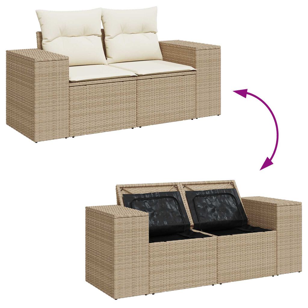 vidaXL Σετ Καναπέ Κήπου 9 pcs μπεζ και κρεμ 90 x 55 x 71 cm