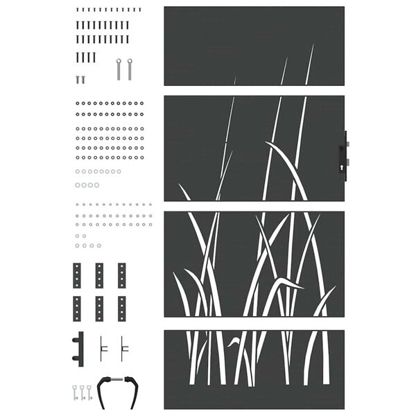 vidaXL Πύλη Κήπου Μαύρο 105 x 175 cm Ατσάλι με Επικάλυψη Πούδρας