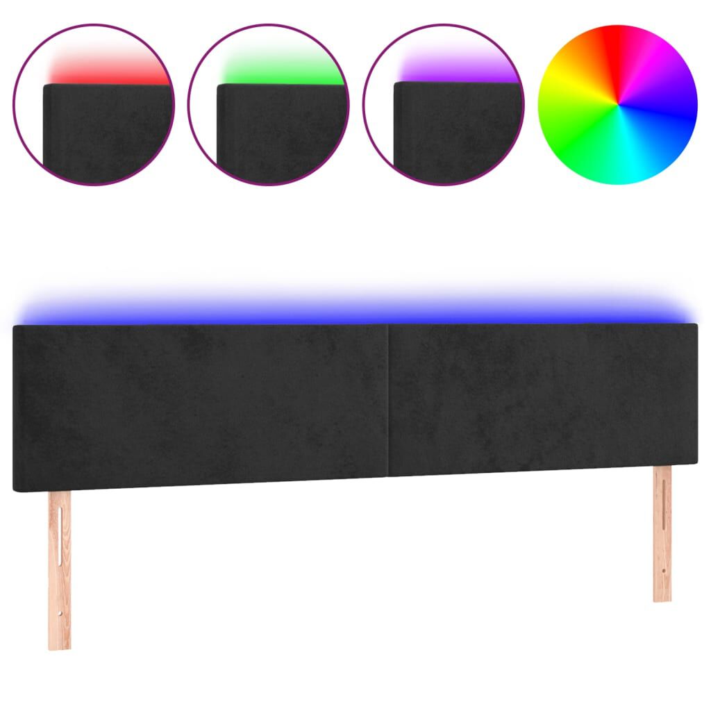 vidaXL Κεφαλάρι Κρεβατιού LED Μαύρο 180x5x78/88 εκ. Βελούδινο