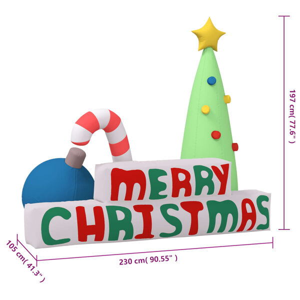 vidaXL Διακοσμητικό Φουσκωτό Merry Christmas με LED 197 εκ.