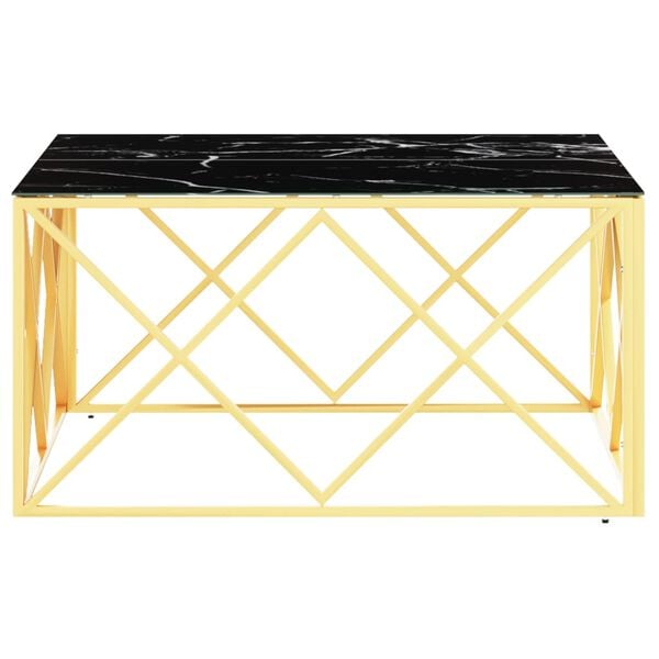 vidaXL Τραπέζι Σαλονιού Χρυσό 80x80x40 εκ. Ανοξείδωτο Ατσάλι και Γυαλί