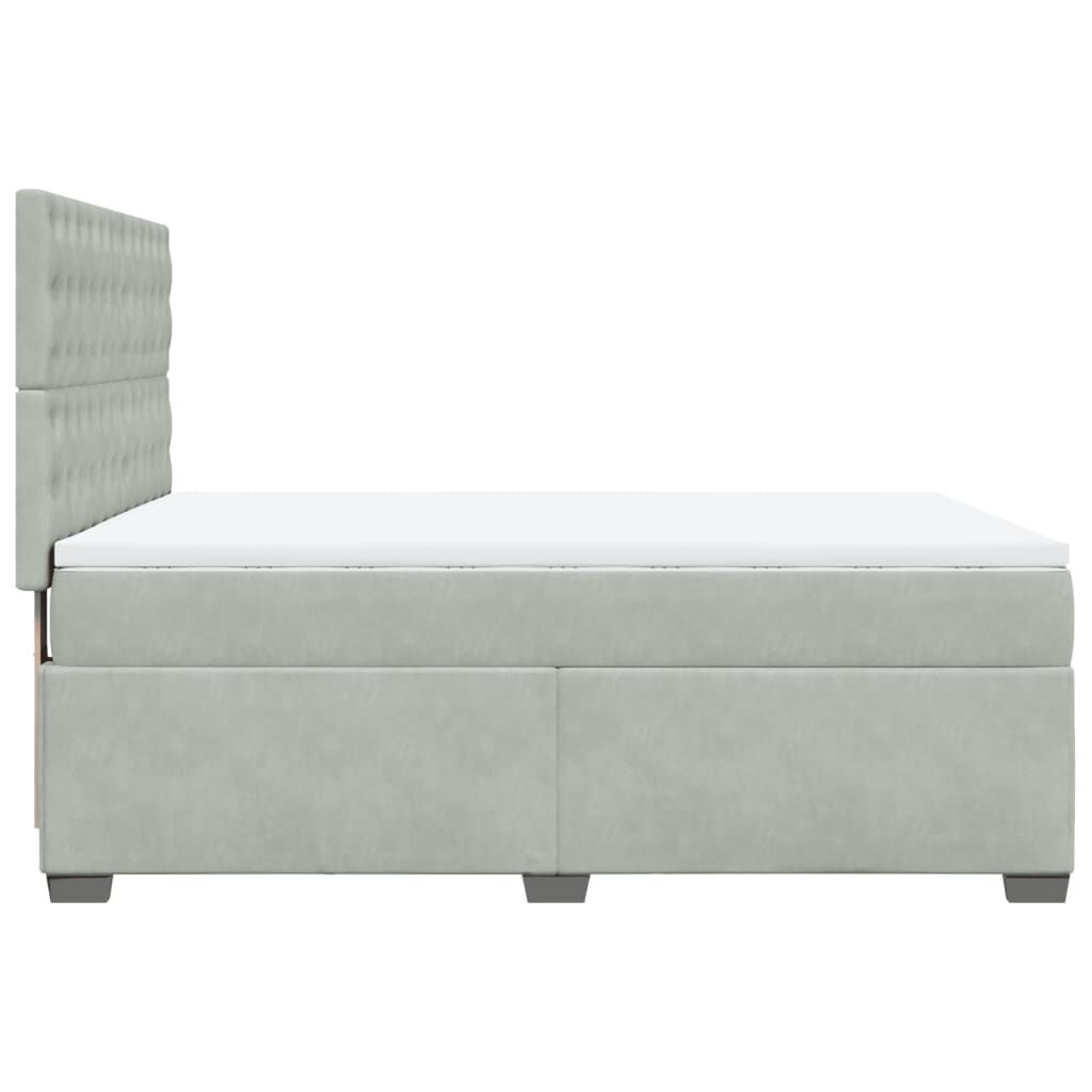 vidaXL Κρεβάτι Boxspring με Στρώμα Ανοιχτό Γκρι 160x200 εκ. Βελούδινο
