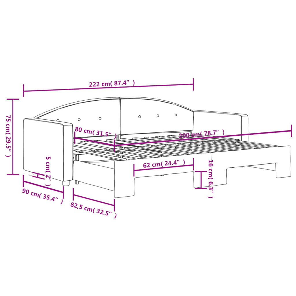 vidaXL Καναπές Κρεβάτι Συρόμενος Ανοιχτό Γκρι 80 x 200 εκ. Βελούδινος