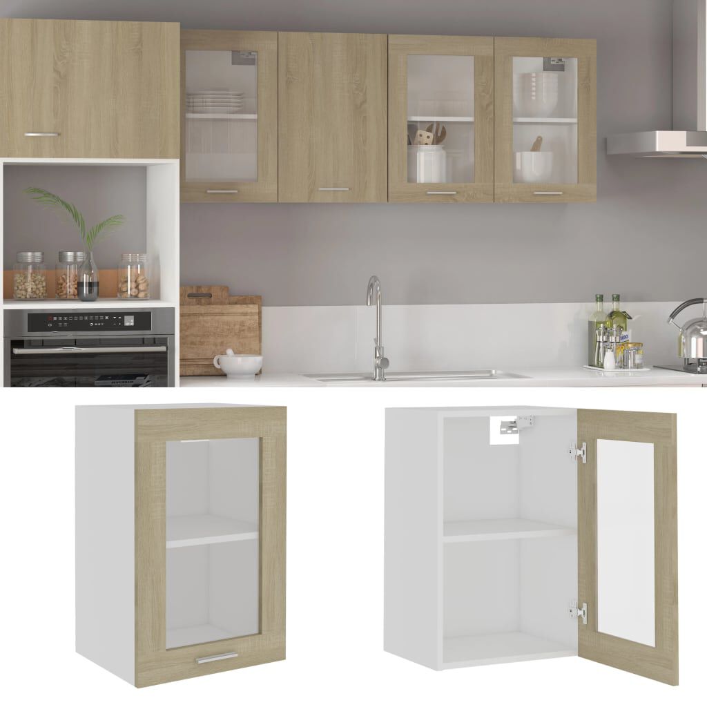 vidaXL Ντουλάπι Κρεμαστό με Τζάμι Lyon Sonoma Δρυς 40x31x60εκ.