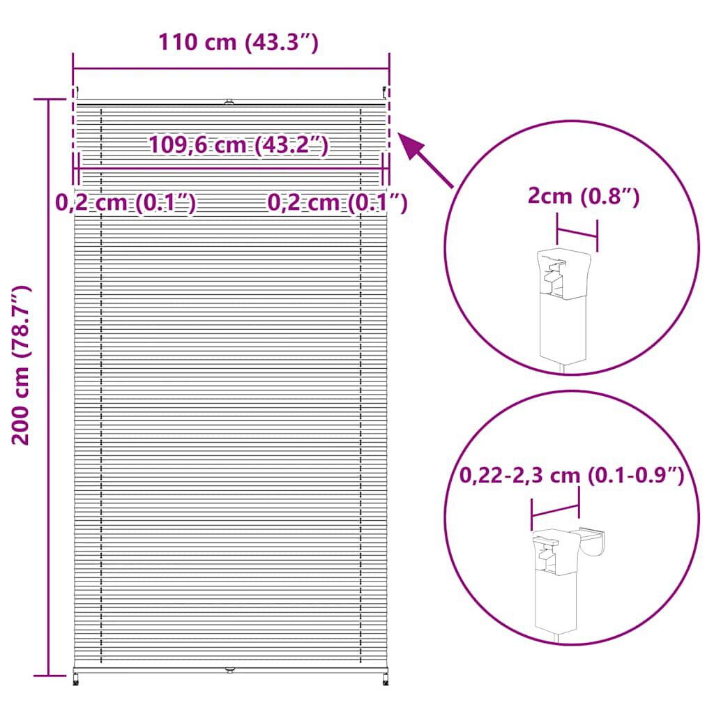 Πλισέ ρόλερ σκίασης 110x200cm Λευκό