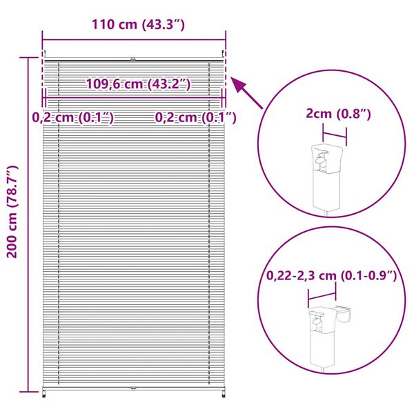 Πλισέ ρόλερ σκίασης 110x200cm Λευκό