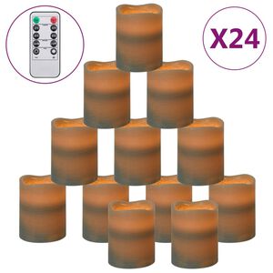 vidaXL Κεριά LED Χωρίς Φλόγα 24 τεμ Θερμό Λευκό Φως & Τηλεχειριστήριο