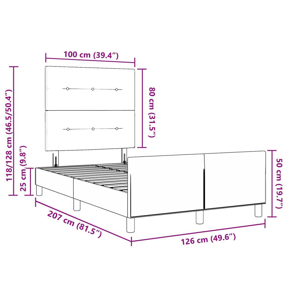 vidaXL Κρεβάτι Κρεμ 120x200 εκ Υφασμάτινο
