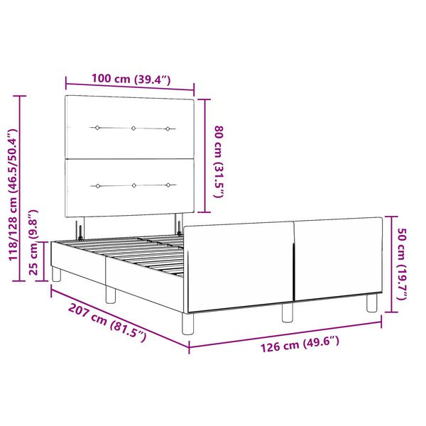 vidaXL Κρεβάτι Κρεμ 120x200 εκ Υφασμάτινο