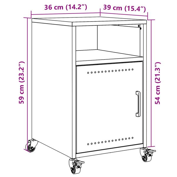 vidaXL Κομοδίνο Ροζ 36x39x59 εκ. από Χάλυβα