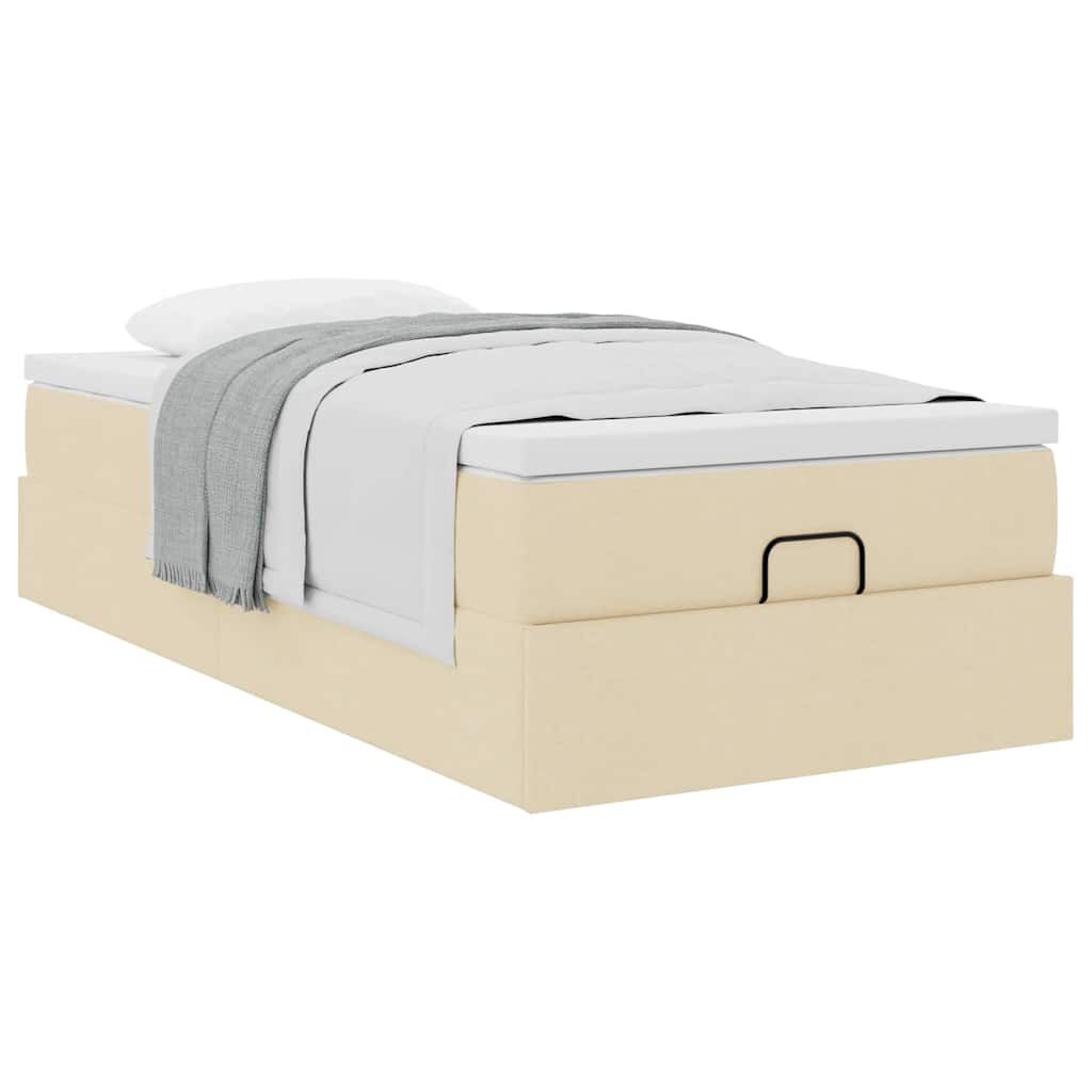 vidaXL Οθωμανικό κρεβάτι με στρώμα Cream 90x200cm ύφασμα