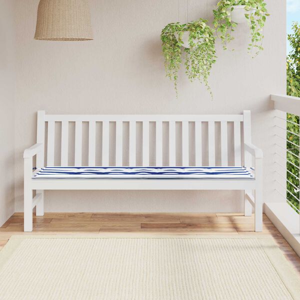 vidaXL Μαξιλάρι Παγκάκι Κήπου Striped Μπλε και λευκό 180 x 50 x 4 cm
