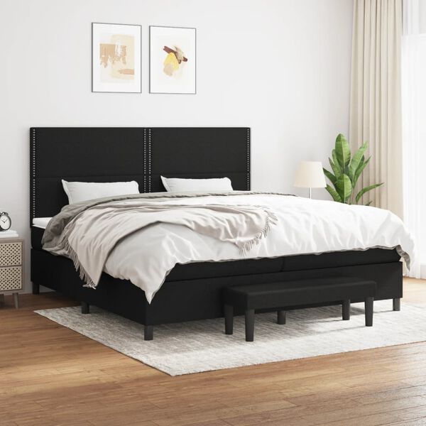 vidaXL &Kappa;&rho;&epsilon;&beta;ά&tau;&iota; Boxspring &mu;&epsilon; &Sigma;&tau;&rho;ώ&mu;&alpha; &Mu;&alpha;ύ&rho;&omicron; 200x200 &epsilon;&kappa;. &Upsilon;&phi;&alpha;&sigma;&mu;ά&tau;&iota;&nu;&omicron;