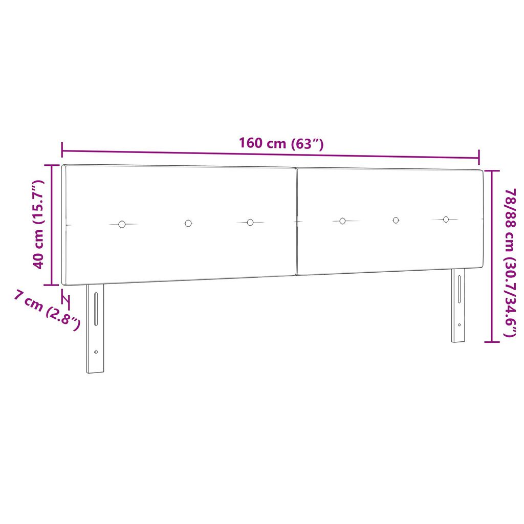 vidaXL LED Κεφαλάρι με Κουμπιά Σκοτεινό Γκρι 80 εκ Ύφασμα
