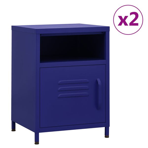 vidaXL Κομοδίνα 2 τεμ. Ναυτικό Μπλε 35 x 35 x 51 εκ. Ατσάλινα