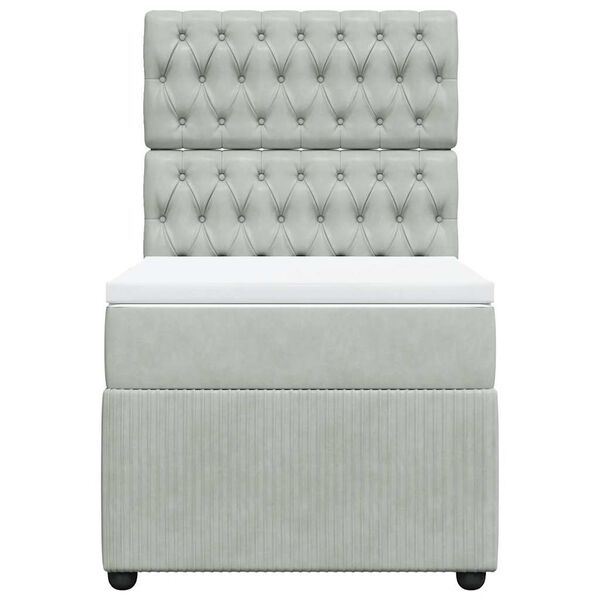 vidaXL Κρεβάτι Boxspring με Στρώμα Ανοιχτό Γκρι 90x200 εκ. Βελούδινο