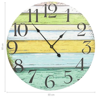 325185 vidaXL Wall Clock Multicolour 60 cm MDF