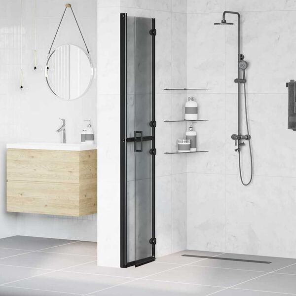 vidaXL Τοίχος ντους Walk-in Άλλο Μαύρο και σκούρο διαφανές 80 x 190 cm