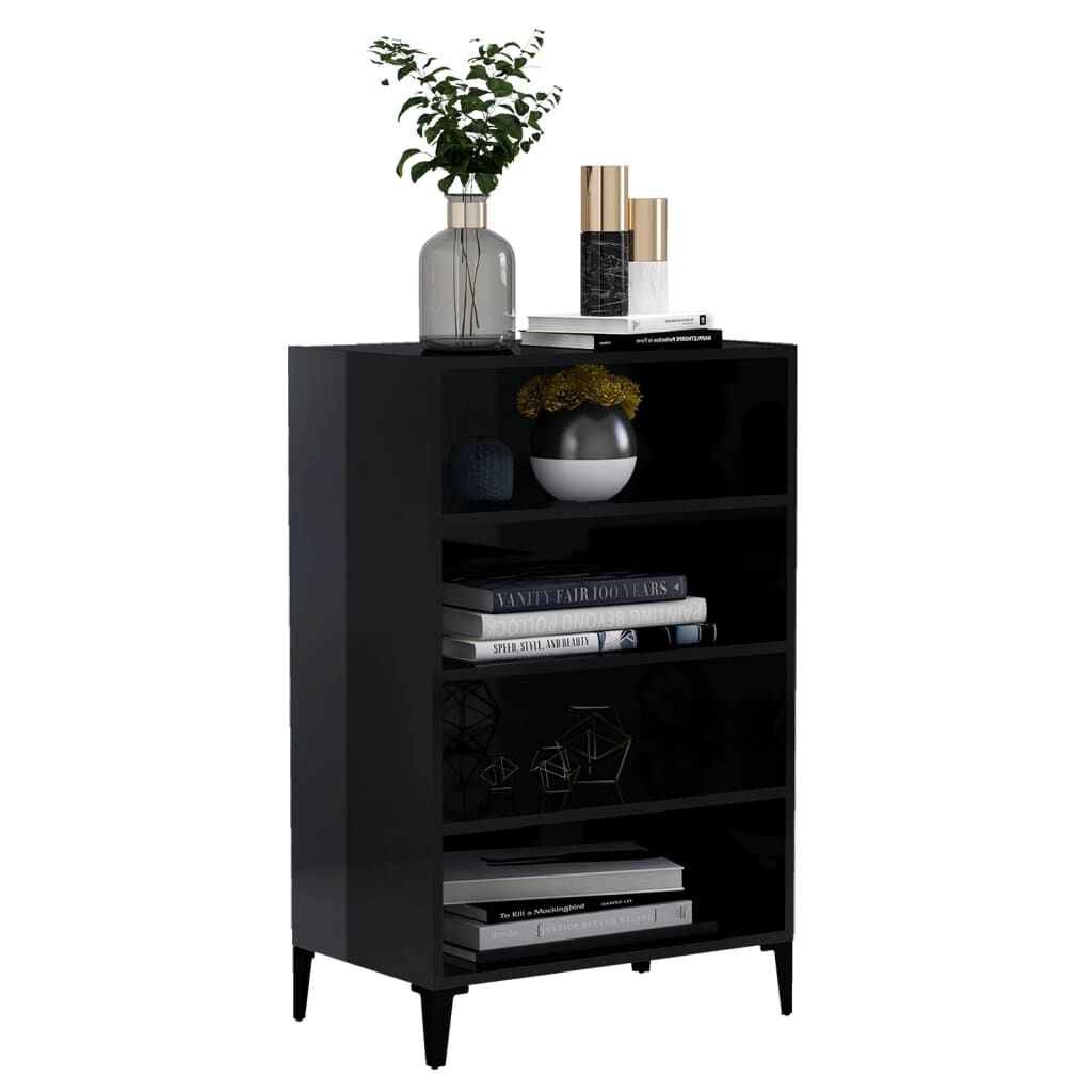 vidaXL Ραφιέρα Γυαλιστερή Μαύρη 57 x 35 x 90 εκ. από Επεξ. Ξύλο
