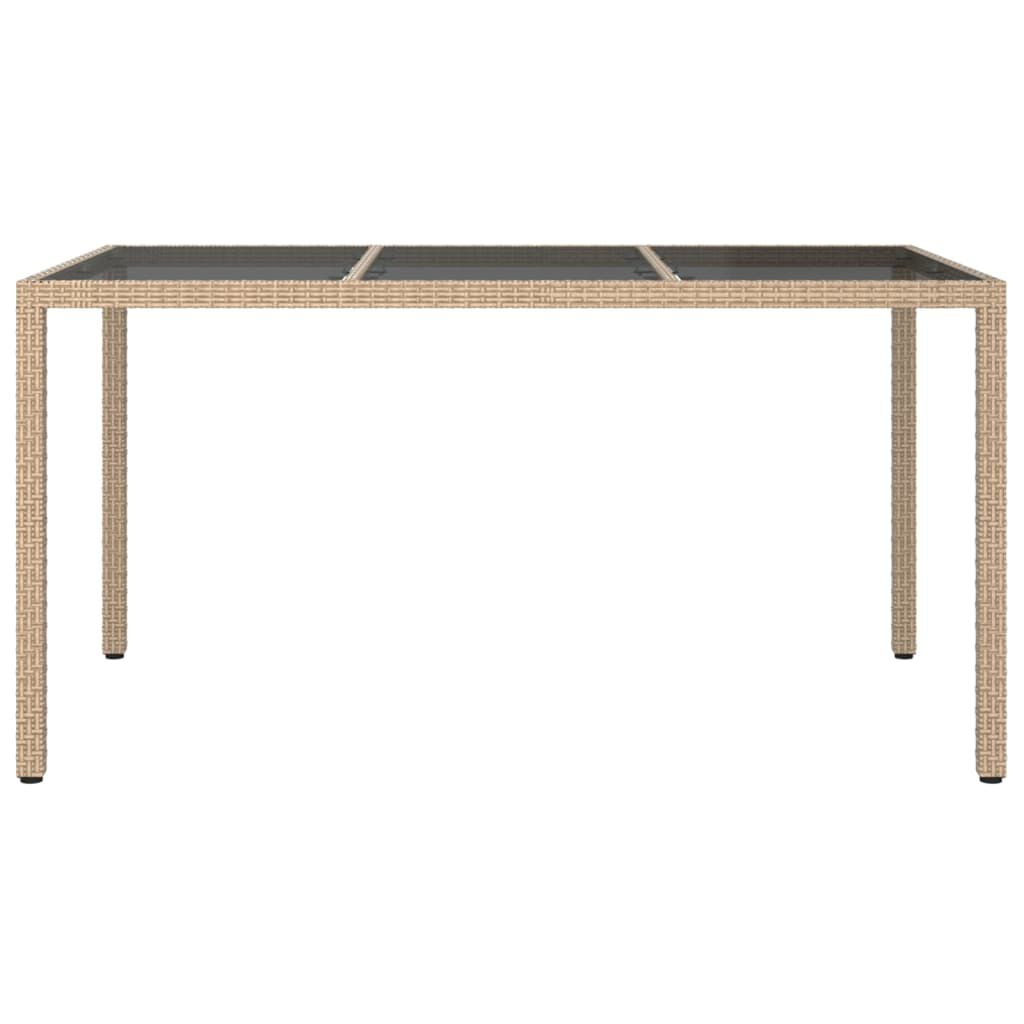 vidaXL Τραπέζι Κήπου Μπεζ 150x90x75 εκ. Συνθετικό Ρατάν/Ψημένο Γυαλί
