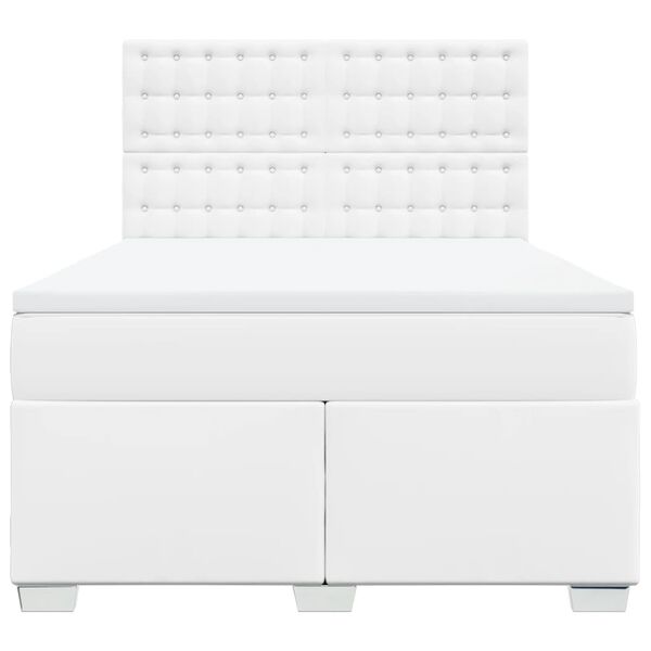 vidaXL Κρεβάτι Boxspring με Στρώμα Λευκό 140x200εκ.από Συνθετικό Δέρμα