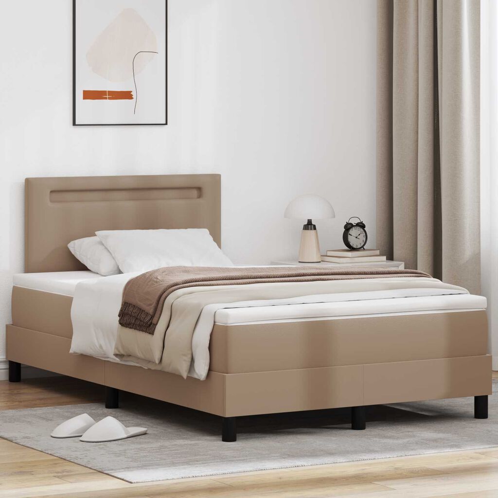 vidaXL Κρεβάτι με Στρώμα Cappuccino, 120x200 εκ, Τεχνητό Δέρμα
