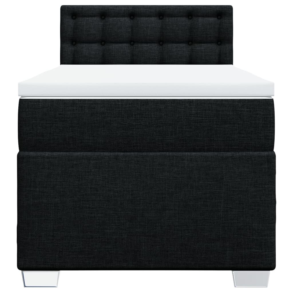 vidaXL Κρεβάτι Boxspring με Στρώμα Μαύρο 80 x 200 εκ. Υφασμάτινο