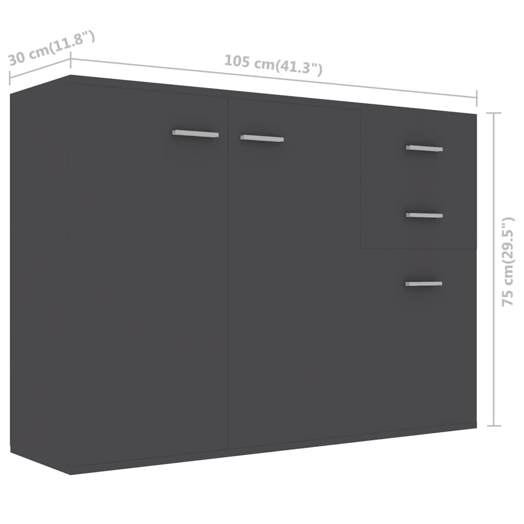 vidaXL Μπουφές Γκρι 105 x 30 x 75 εκ. από Επεξ. Ξύλο