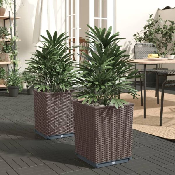 vidaXL Ζαρντινιέρες 2 τεμ. Καφέ 30 x 30 x 37 εκ. από Πολυπροπυλένιο
