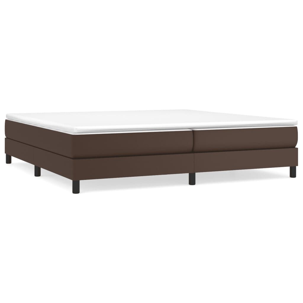 vidaXL Κρεβάτι Boxspring με Στρώμα Καφέ 200x200 εκ. Συνθετικό Δέρμα