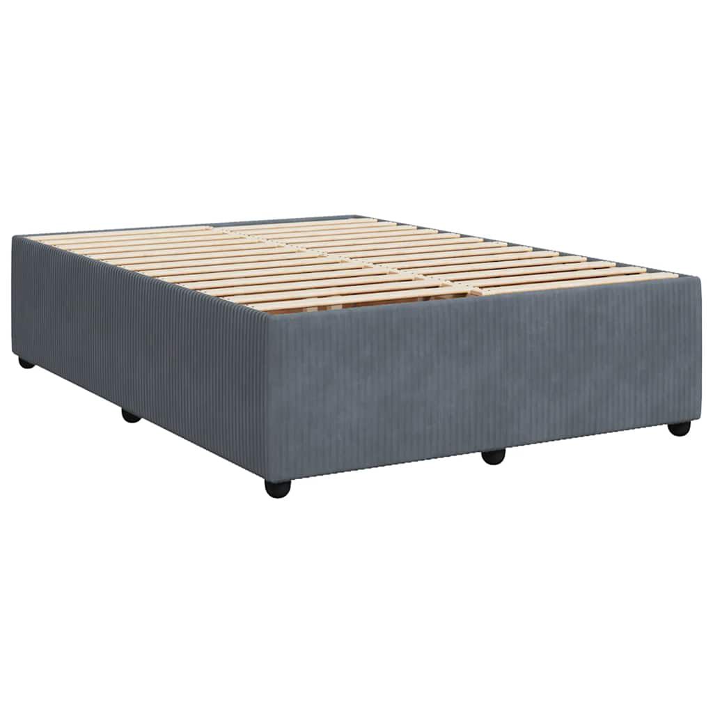 vidaXL Κρεβάτι Boxspring με Στρώμα Σκούρο Γκρι 140x190 εκ. Βελούδινο