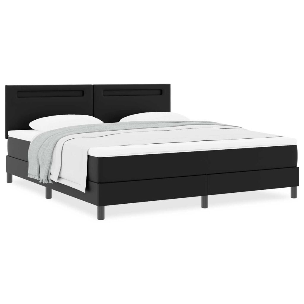 vidaXL Κρεβάτι Box Spring με Στρώμα σε Μαύρο, Σούπερ Κινγκ Μέγεθος, Τεχνητό Δέρμα