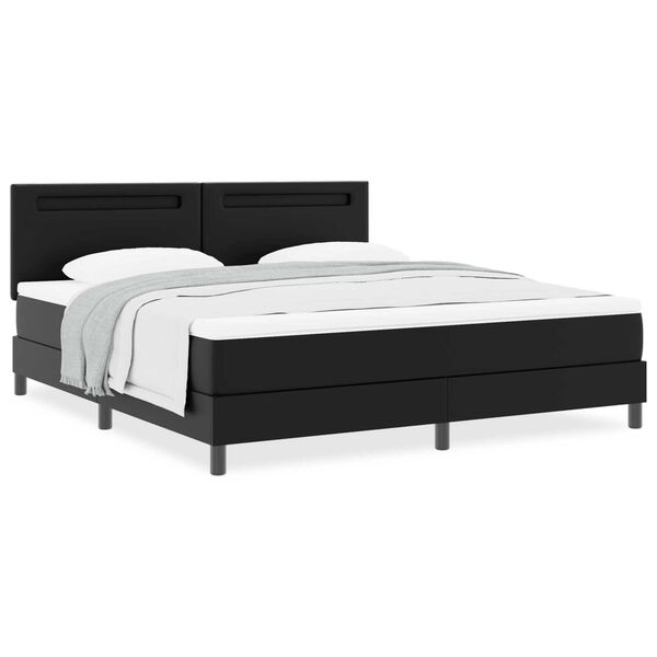vidaXL Κρεβάτι Box Spring με Στρώμα σε Μαύρο, Σούπερ Κινγκ Μέγεθος, Τεχνητό Δέρμα