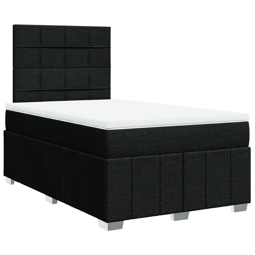 vidaXL Κρεβάτι Boxspring με Στρώμα Μαύρο 120x200 εκ. Υφασμάτινο