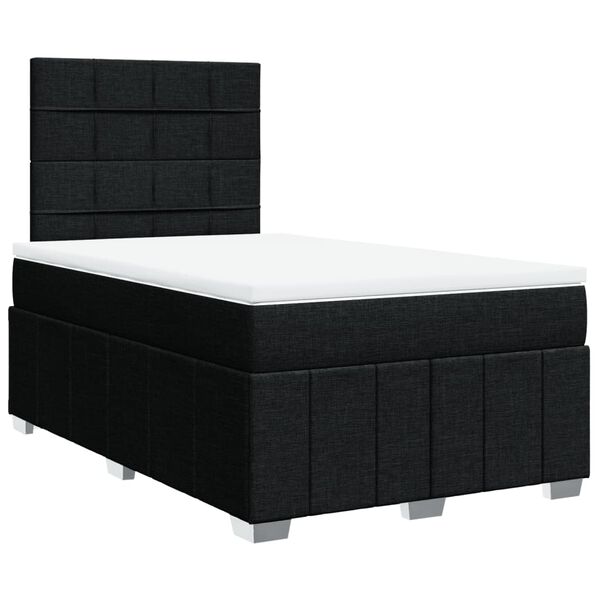 vidaXL Κρεβάτι Boxspring με Στρώμα Μαύρο 120x200 εκ. Υφασμάτινο