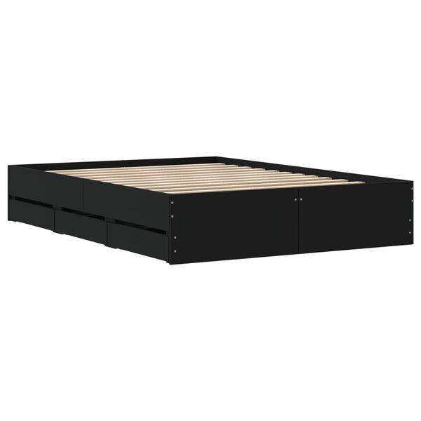 vidaXL Πλαίσιο Κρεβατιού με Συρτάρια Μαύρο 120x200 εκ Επεξεργ. Ξύλο
