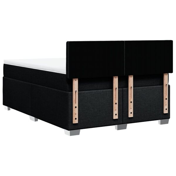 vidaXL Κρεβάτι Boxspring με Στρώμα Μαύρο 140x190 εκ. Υφασμάτινο