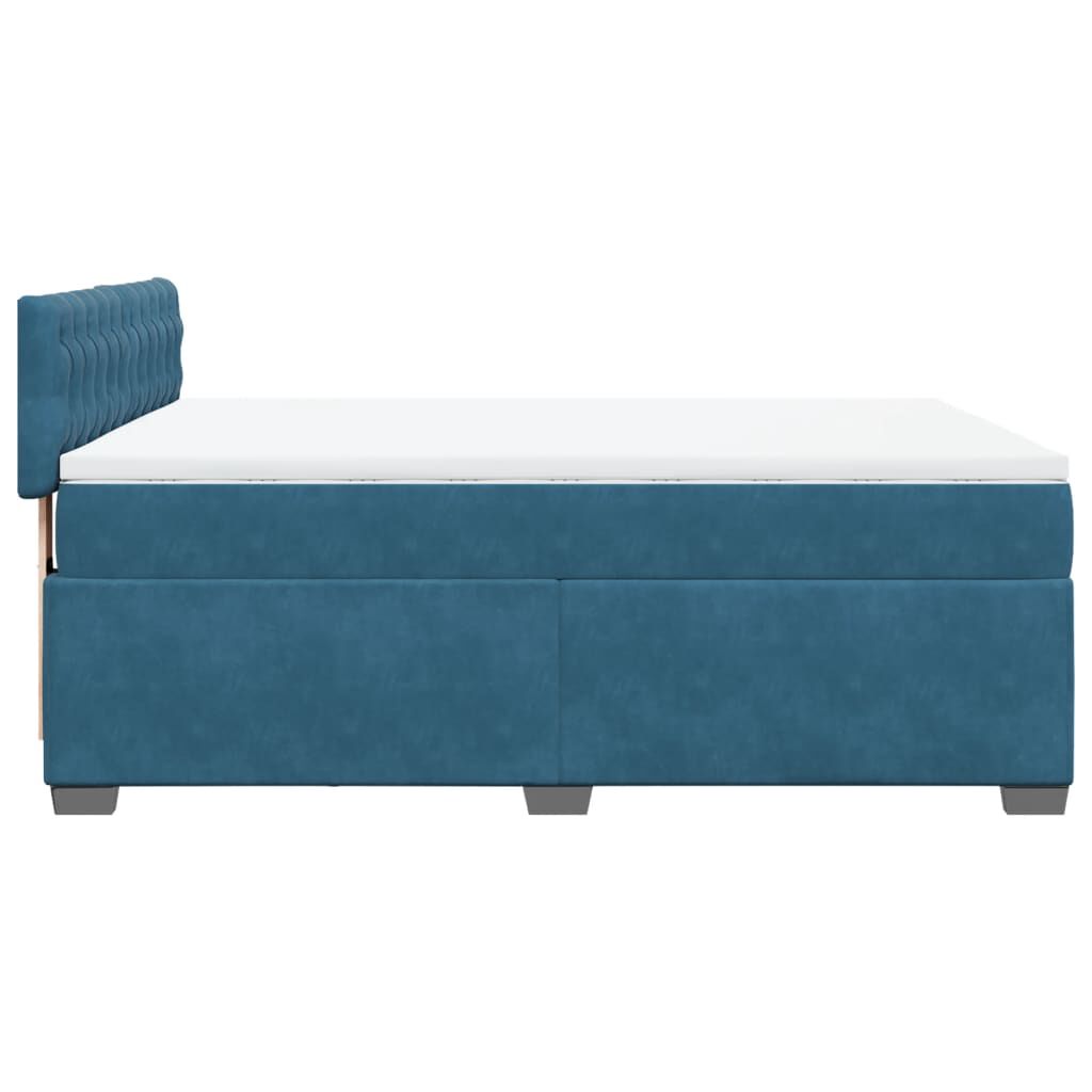 vidaXL Κρεβάτι Boxspring με Στρώμα Μπλε 140x190 εκ. Βελούδινο