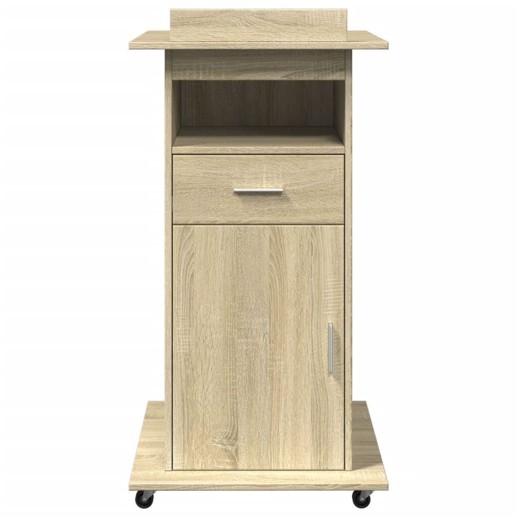 vidaXL Αναλόγιο με Ροδάκια & Συρτάρι Sonoma Δρυς 55x55x107εκ Επεξ Ξύλο