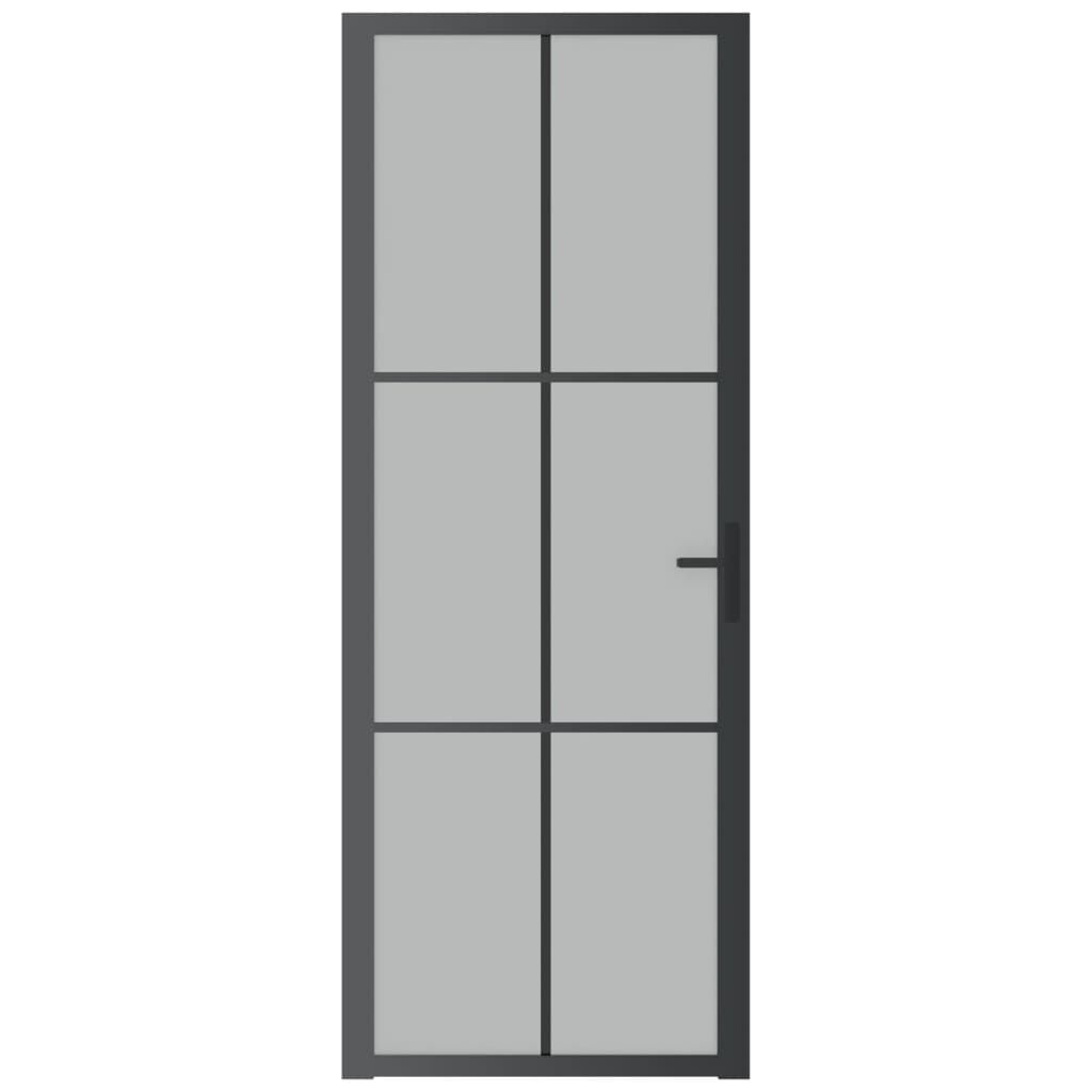 vidaXL Εσωτερική Πόρτα 76x201,5 εκ. Μαύρο Ματ Γυαλί και Αλουμίνιο