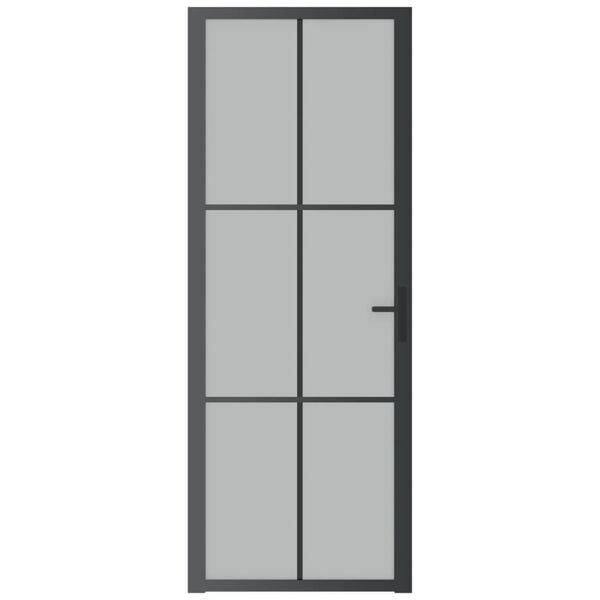vidaXL Εσωτερική Πόρτα 76x201,5 εκ. Μαύρο Ματ Γυαλί και Αλουμίνιο