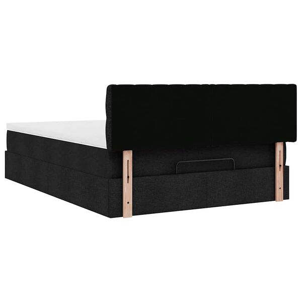 vidaXL Οθωμανικό κρεβάτι με στρώμα Μαύρο 140x190cm Ύφασμα