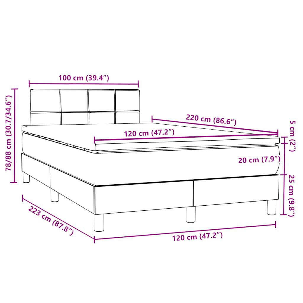 vidaXL Box Spring κρεβάτι με στρώμα ροζ 120x220 cm Βελούδινο