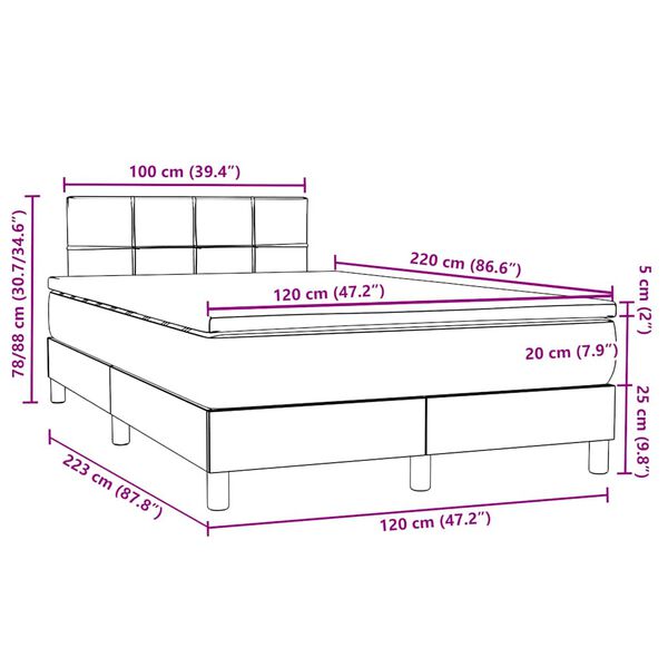vidaXL Box Spring κρεβάτι με στρώμα ροζ 120x220 cm Βελούδινο