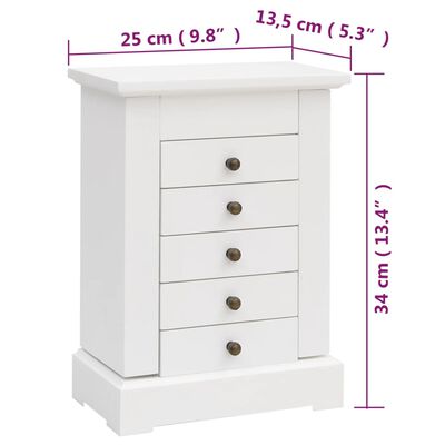 vidaXL Κοσμηματοθήκη με Καθρέφτη 25 x 13,5 x 34 εκ. από MDF