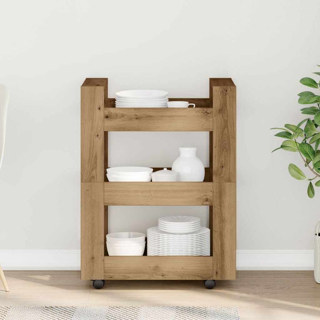 vidaXL Κουζίνα Τρόλεϊ Artisan Oak 60x45x80 εκ. Μηχανική Ξυλεία