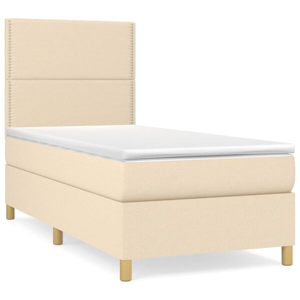 vidaXL &Kappa;&rho;&epsilon;&beta;ά&tau;&iota; Boxspring &mu;&epsilon; &Sigma;&tau;&rho;ώ&mu;&alpha; &Kappa;&rho;&epsilon;&mu; 90x190 &epsilon;&kappa;.&Upsilon;&phi;&alpha;&sigma;&mu;ά&tau;&iota;&nu;&omicron;