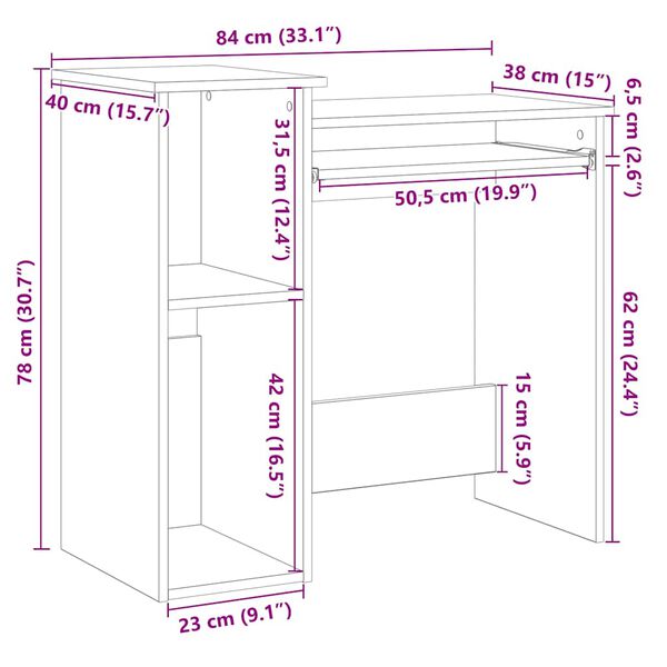 Γραφείο vidaXL με ράφια Λευκό 84x40x78 cm Κατασκευασμένο ξύλο