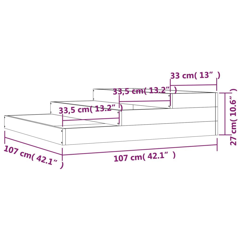 vidaXL Ζαρντινιέρα Γκρι 107 x 107 x 27 εκ. από Μασίφ Ξύλο Πεύκου